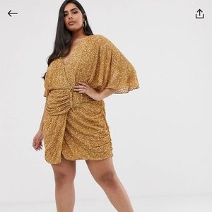 Asos curve bronze beaded dress size 16